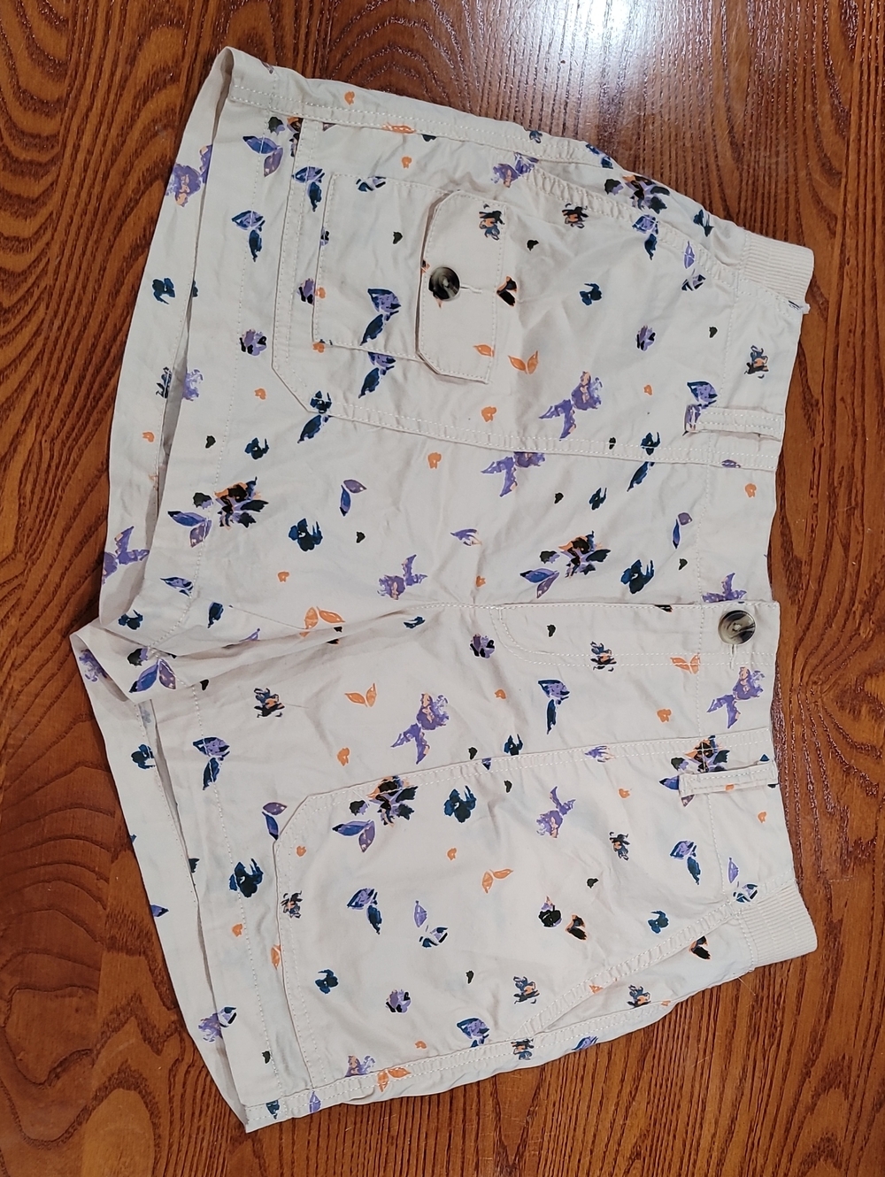 5 For $25 Sonoma Cream Floral Capris with Purple and Orange Accents